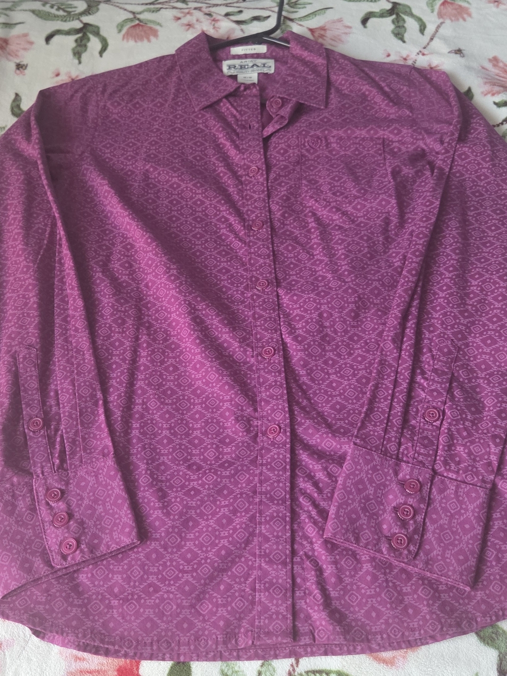 Ariat Fuchsia Geometric Print Button-Down Shirt